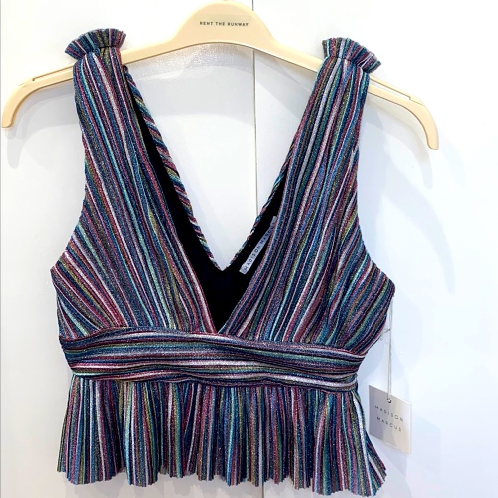 Shimmer/Sparkle rainbow fit and flare top! NWT!